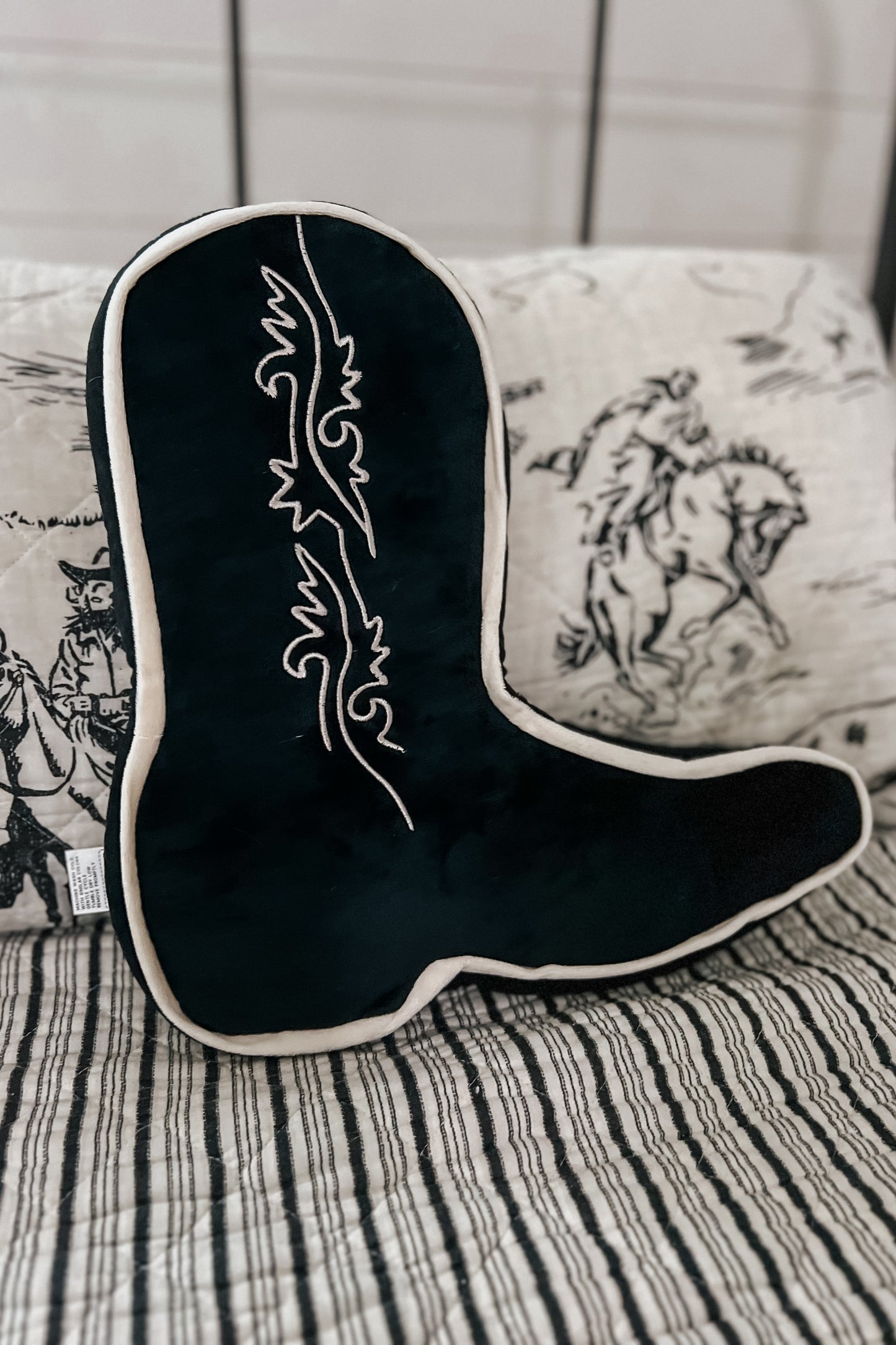 Cowboy Boot Pillow | Black