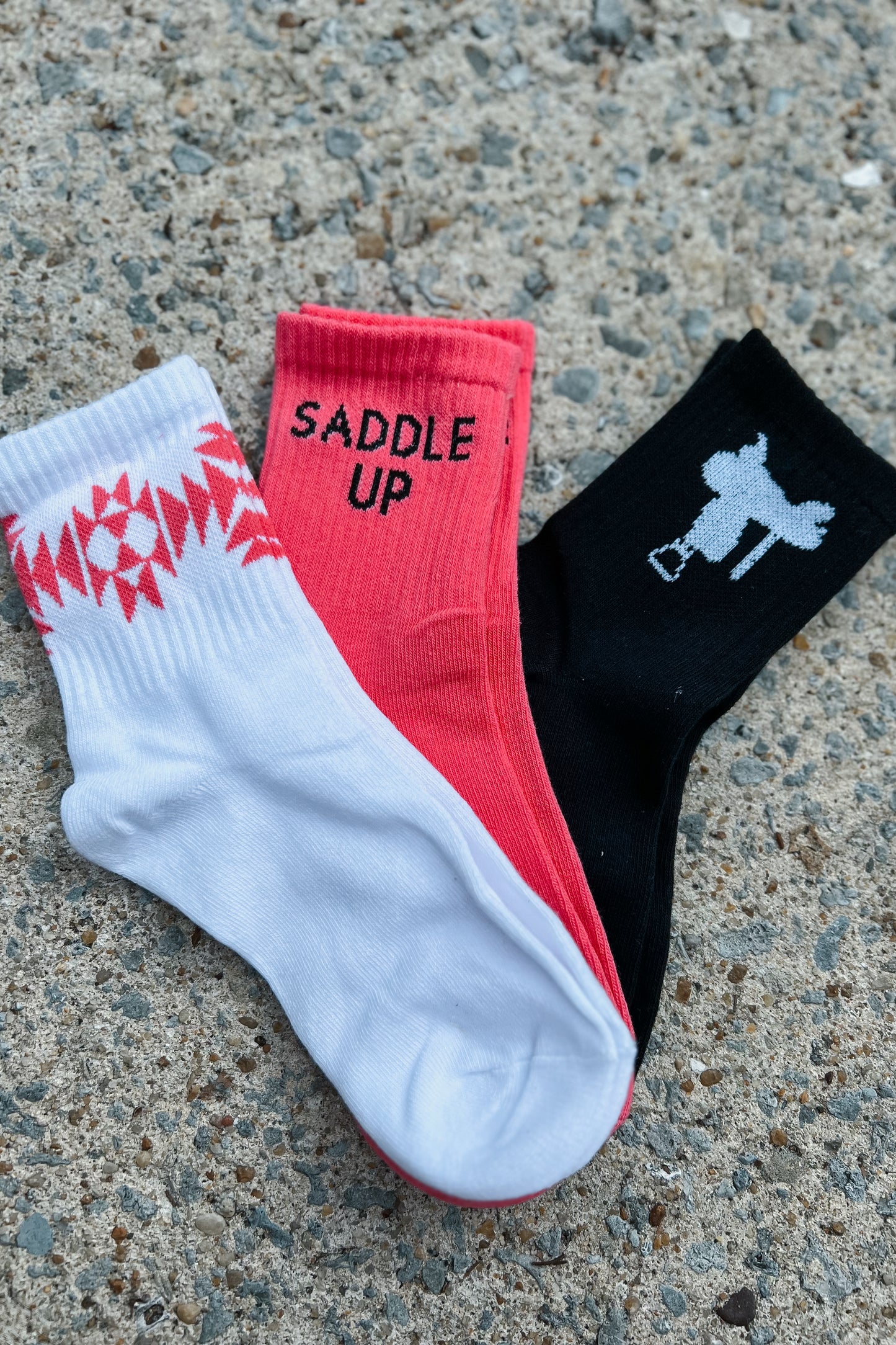 Pink Saddle Up Socks | 3 Pack