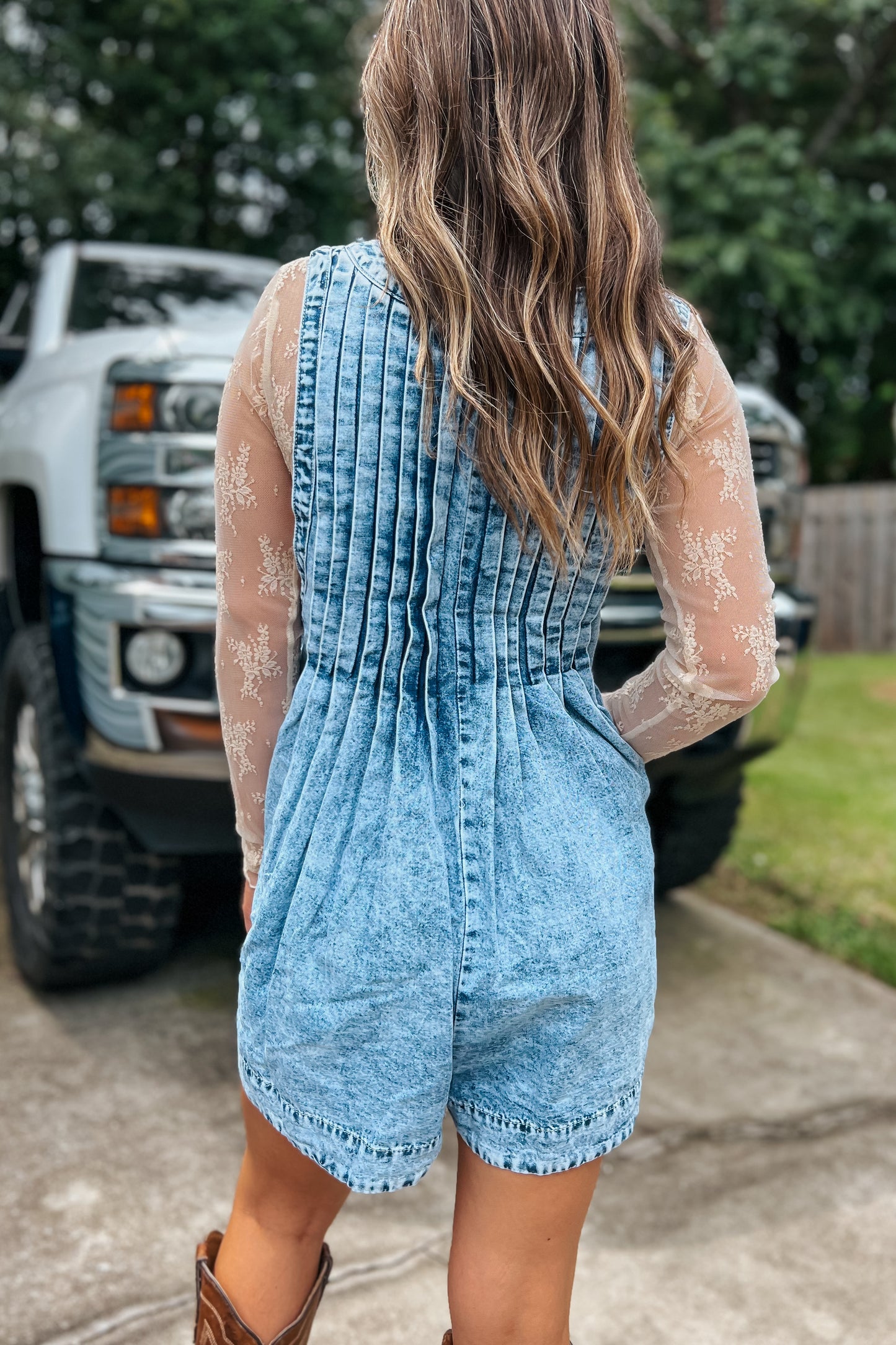 Acid Wash Denim Romper