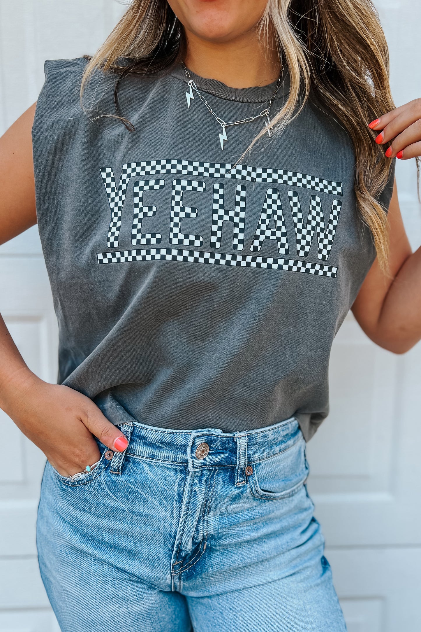 Checkered Yeehaw Muscle Tank