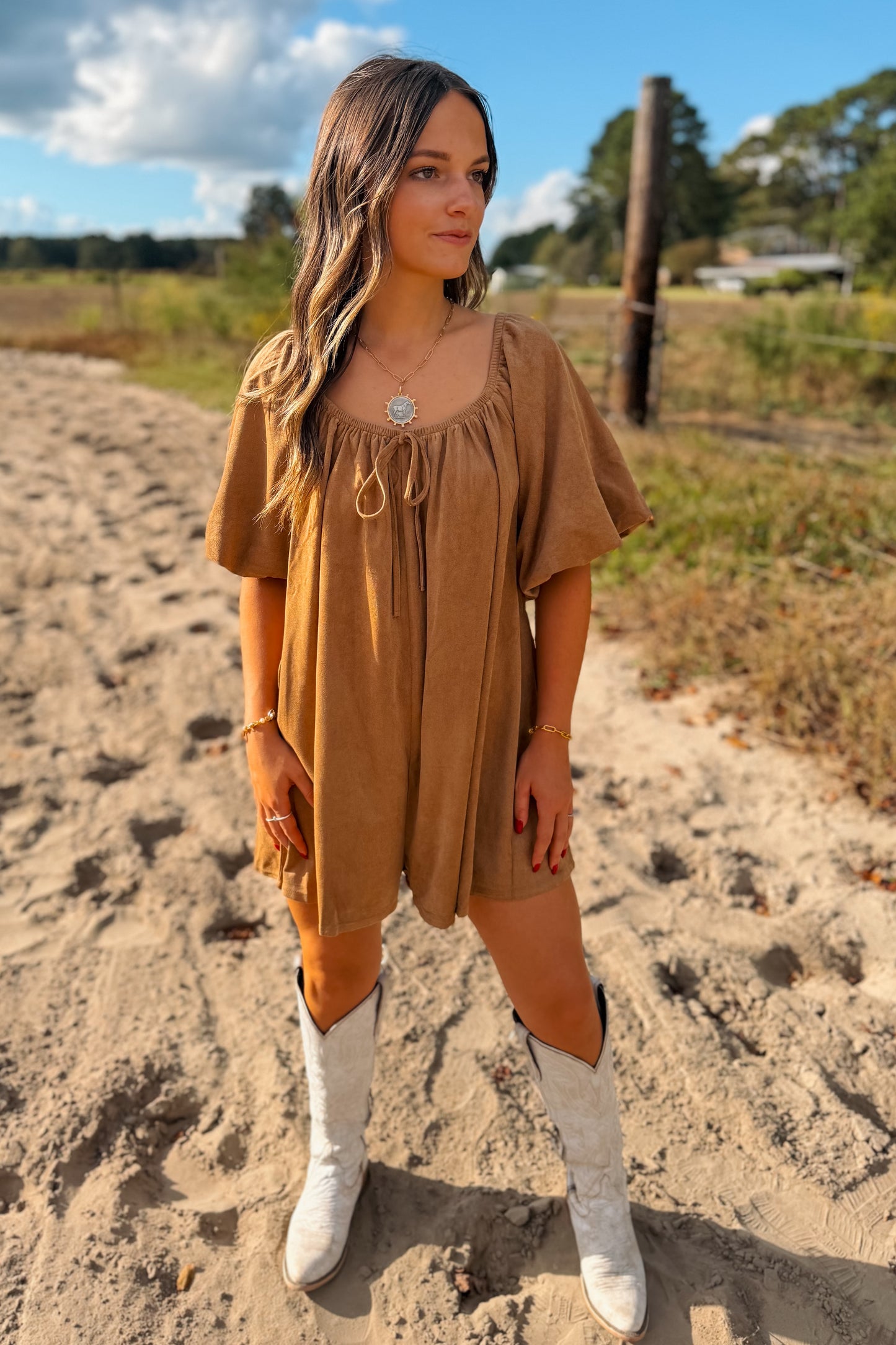 Chestnut Suede Romper