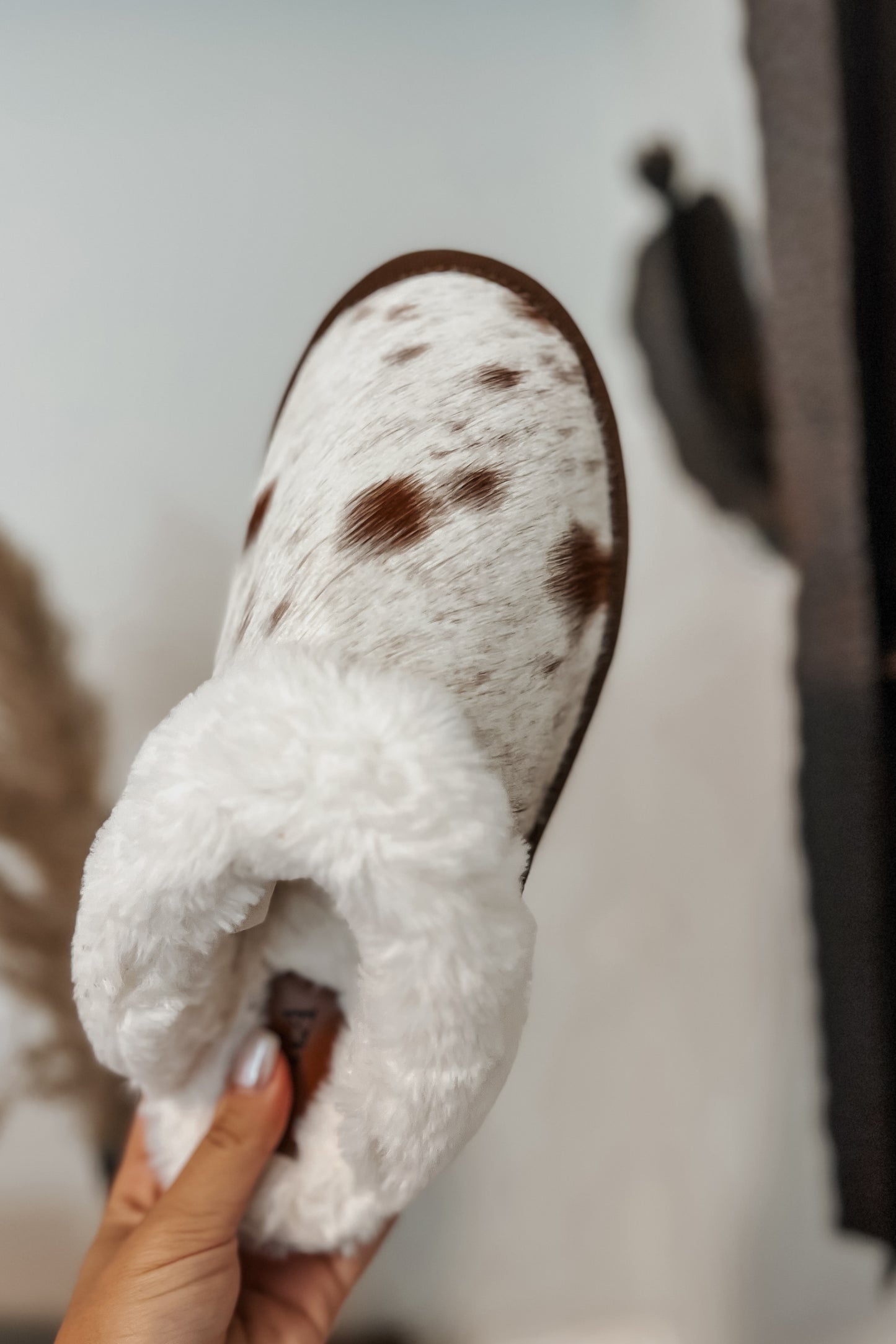 Brown Cowhide Slippers