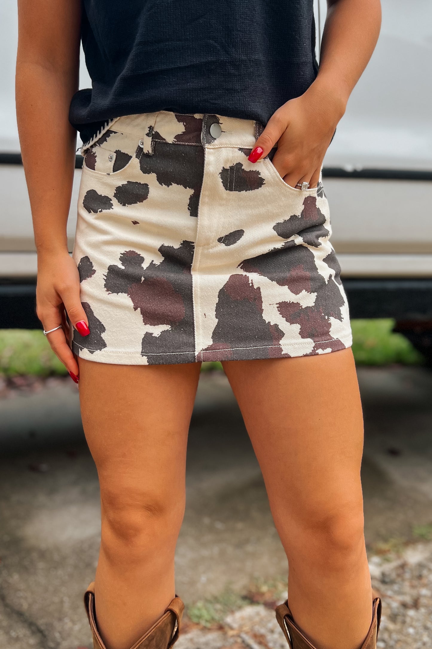 Cowprint Mini Skirt