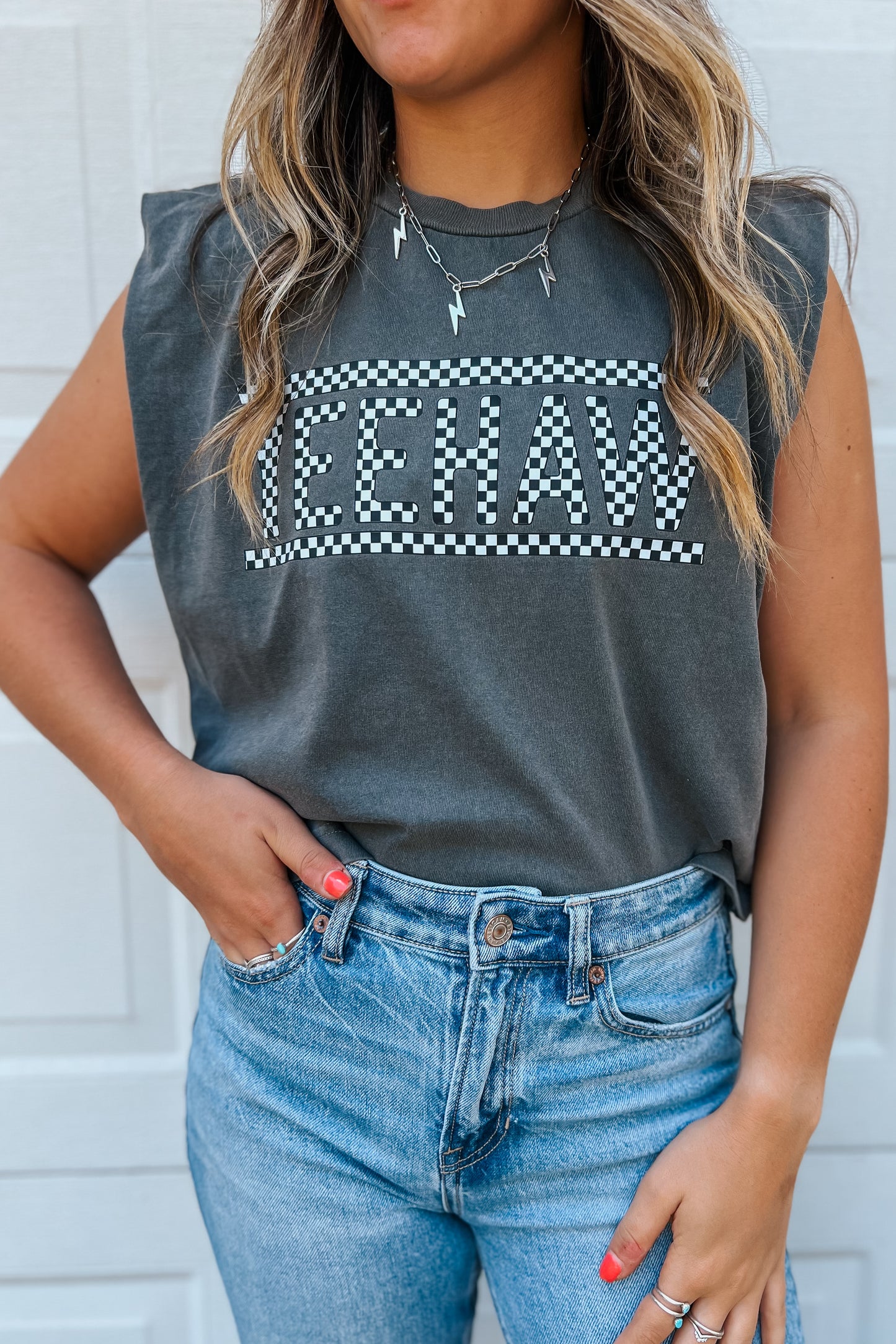 Checkered Yeehaw Muscle Tank
