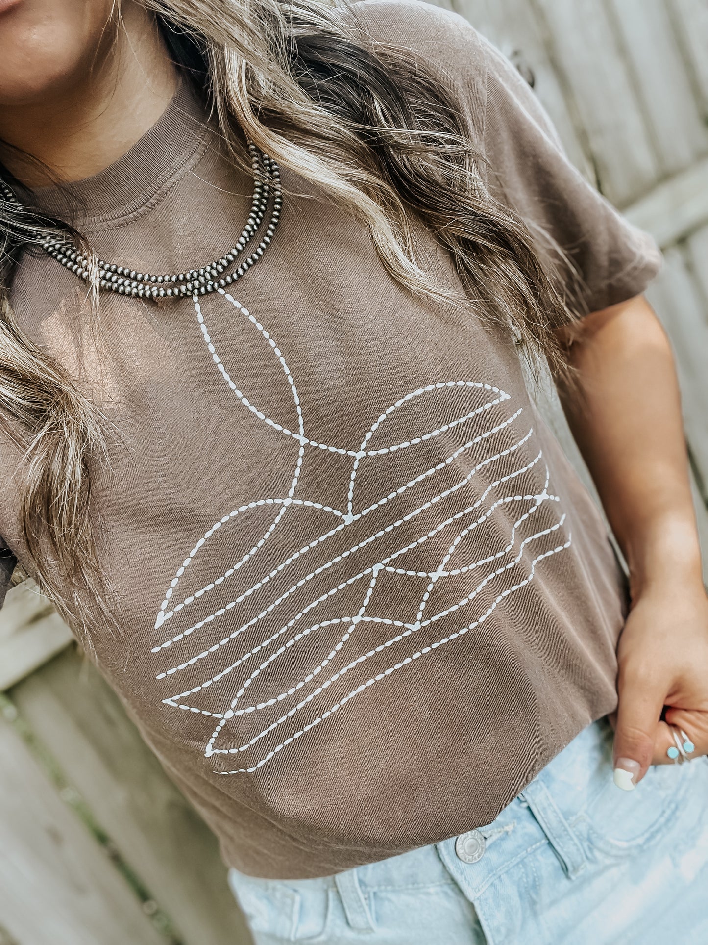 Boot Stitch Tee | Brown