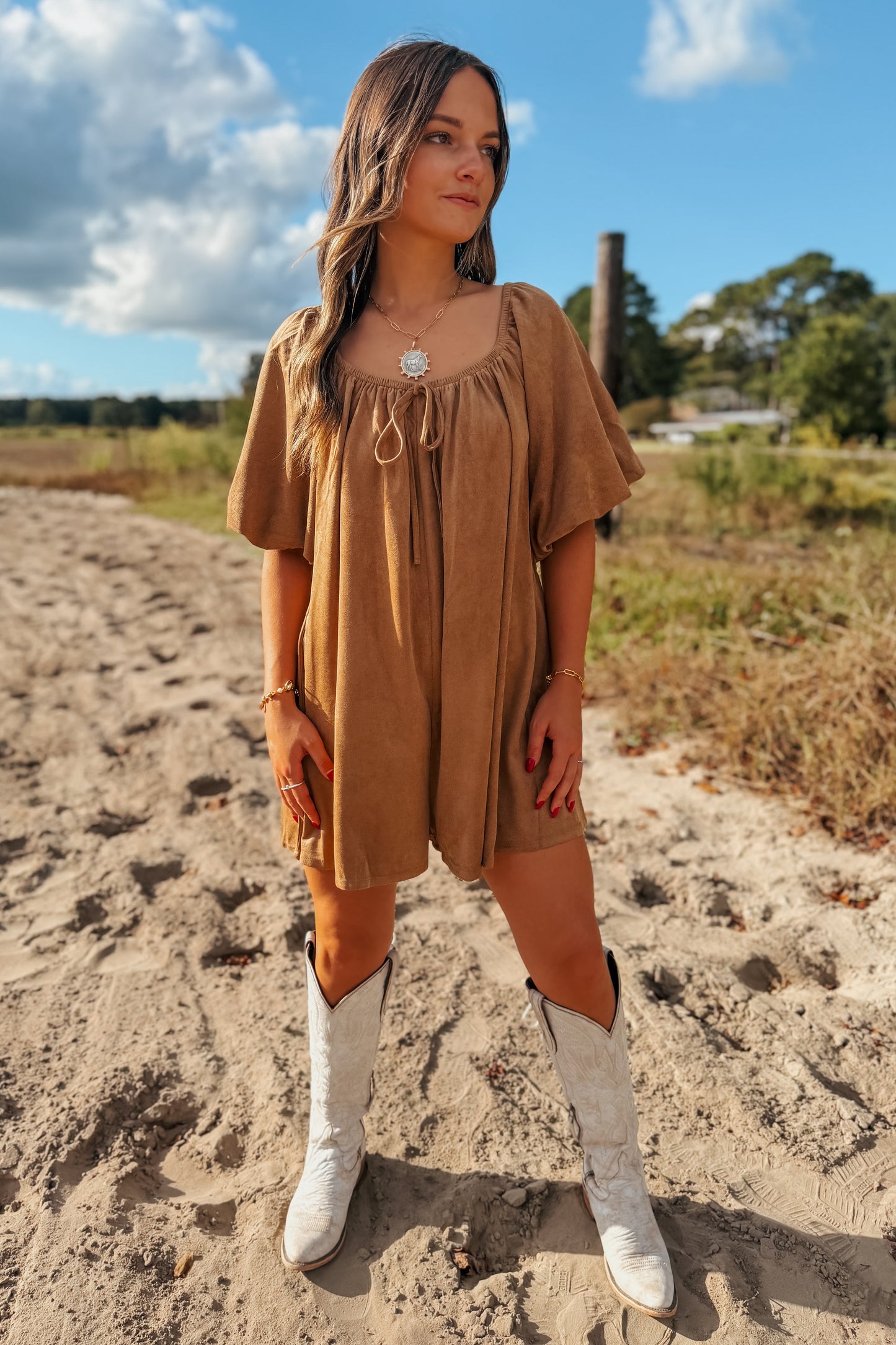 Chestnut Suede Romper