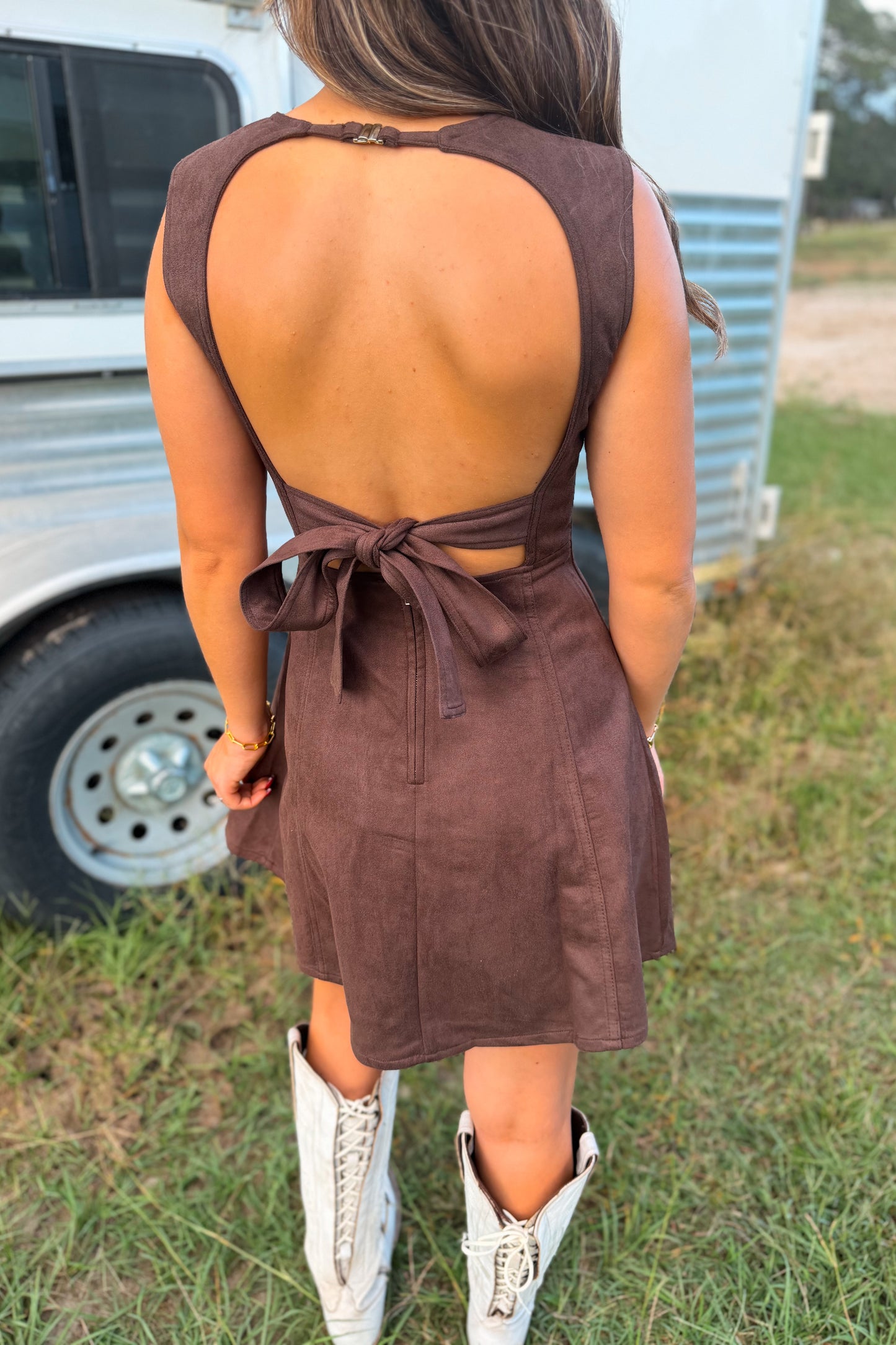 Saddle Suede Dress | Brown