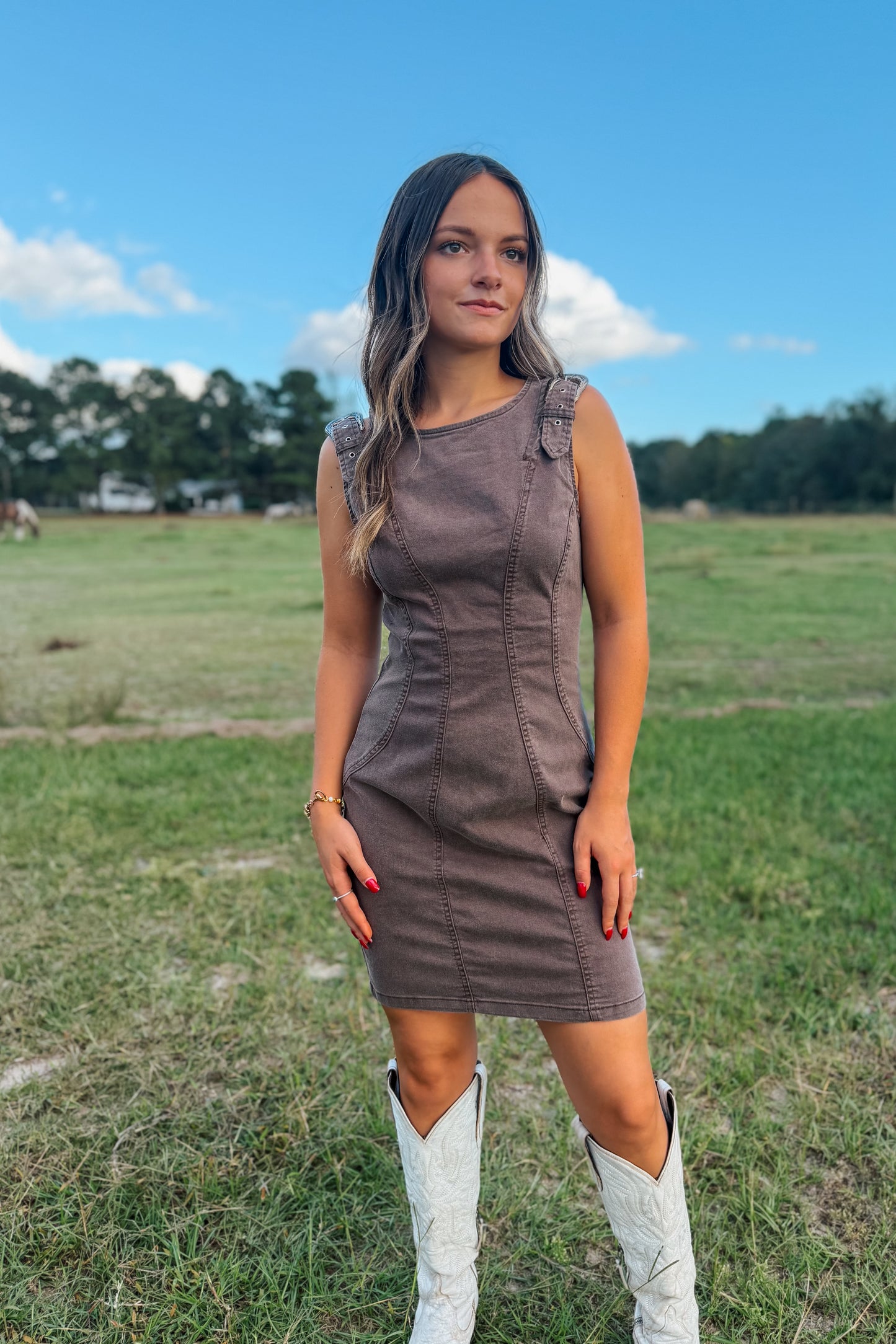 Bronco Buckle Dress | Brown