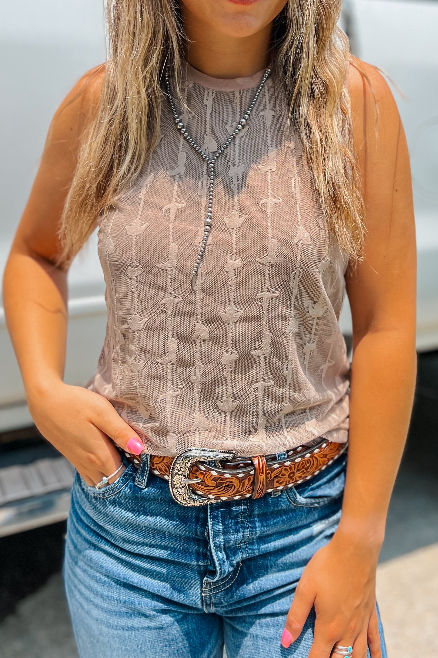 Lady Lace Tank | Tan