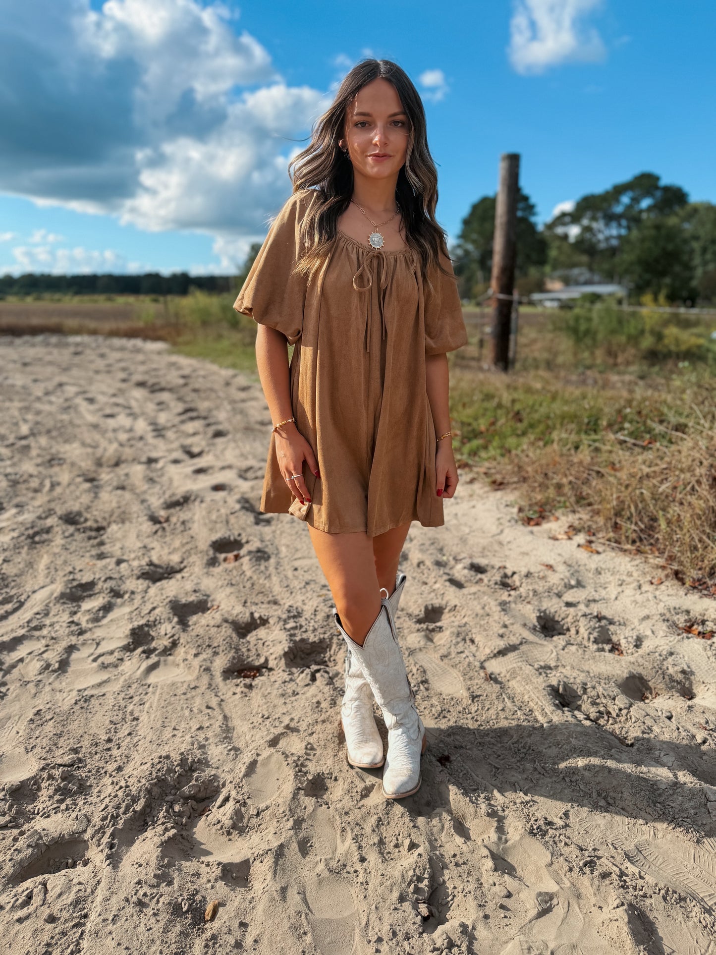 Chestnut Suede Romper