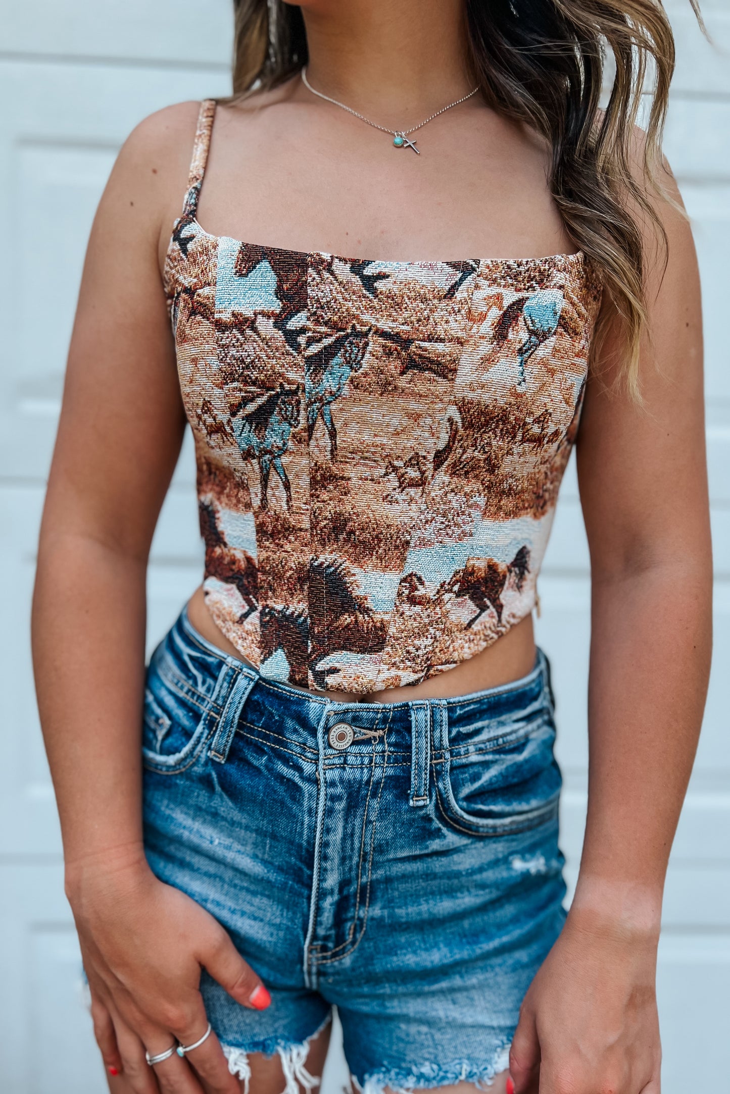 Tapestry Corset Tank Top
