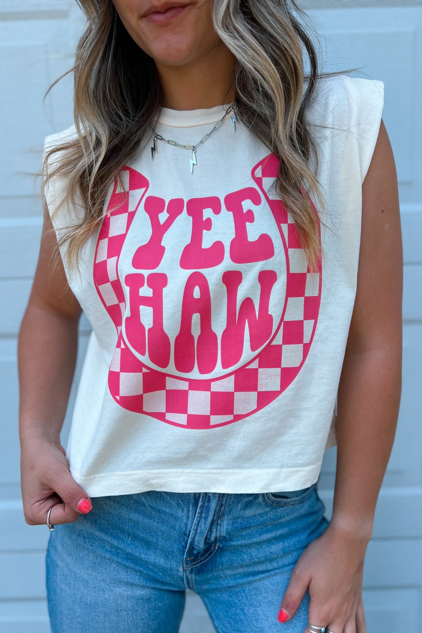 Pink YeeHaw Muscle Tank