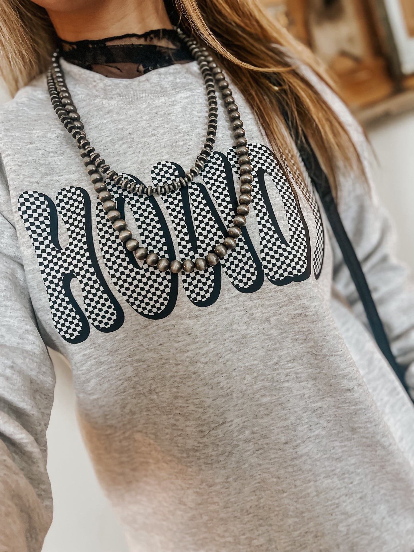 Checkered Howdy Crewneck