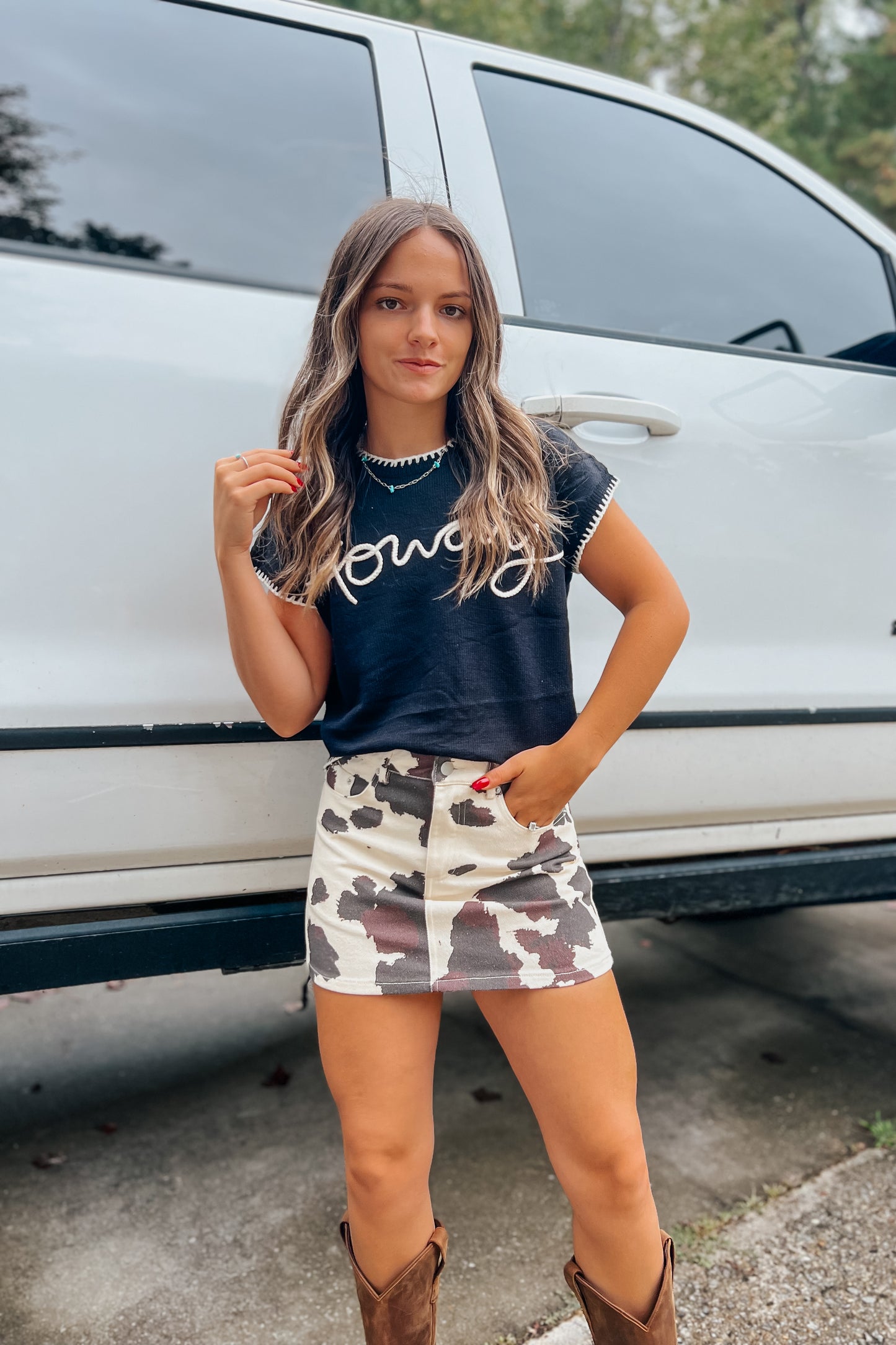 Cowprint Mini Skirt