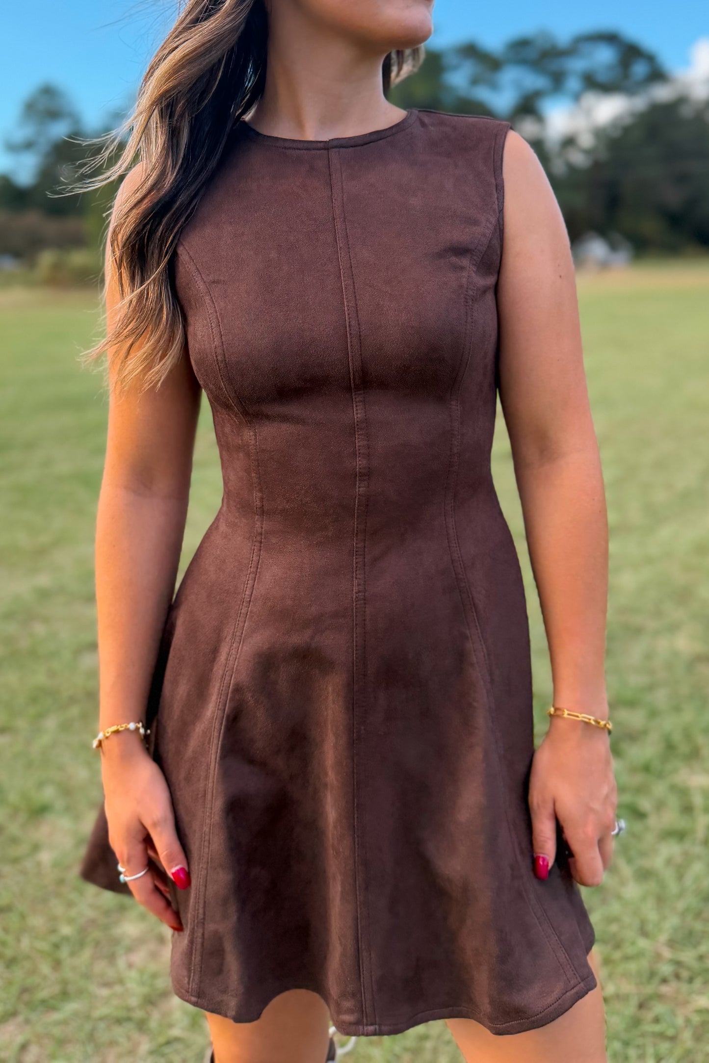 Saddle Suede Dress | Brown