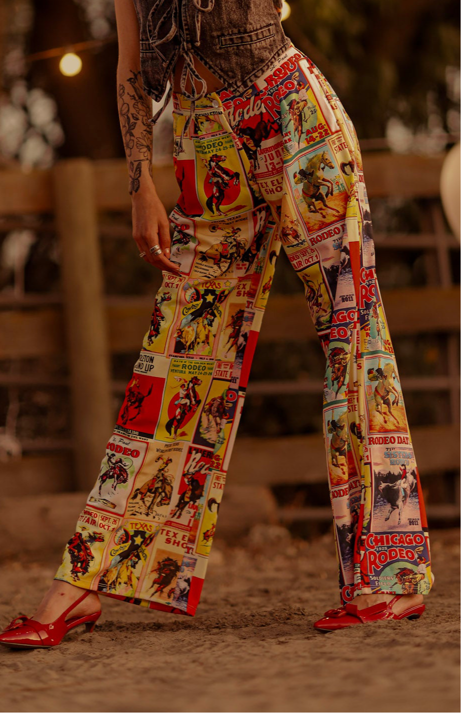 Post Print Flare Pants