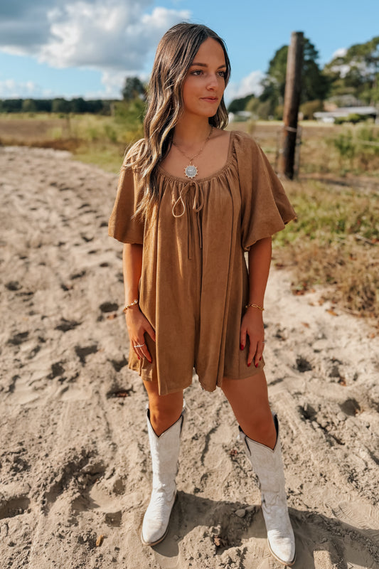 Chestnut Suede Romper