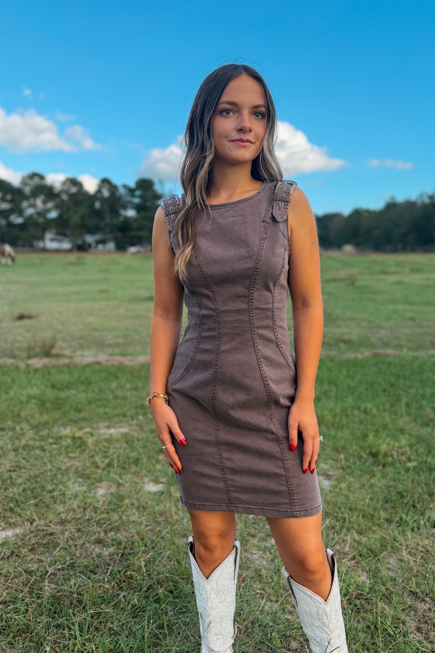 Bronco Buckle Dress | Brown