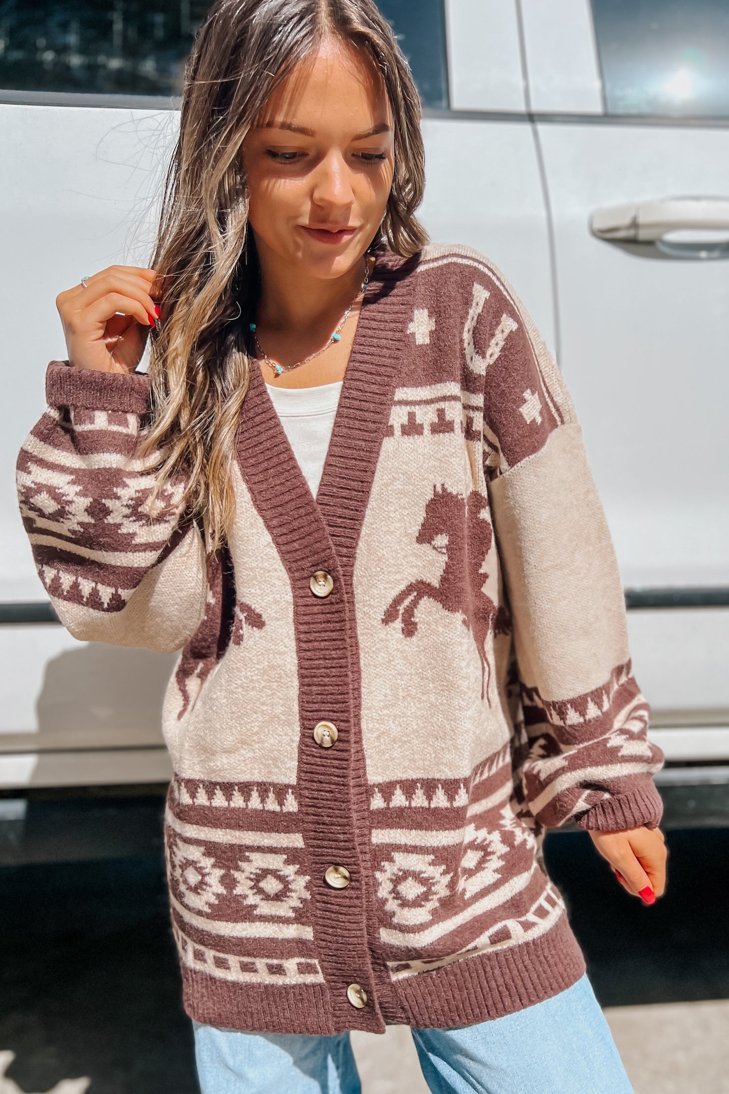 Western Horse Knit Cardigan