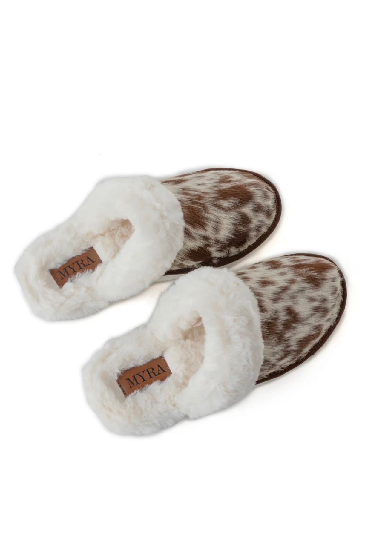 Brown Cowhide Slippers