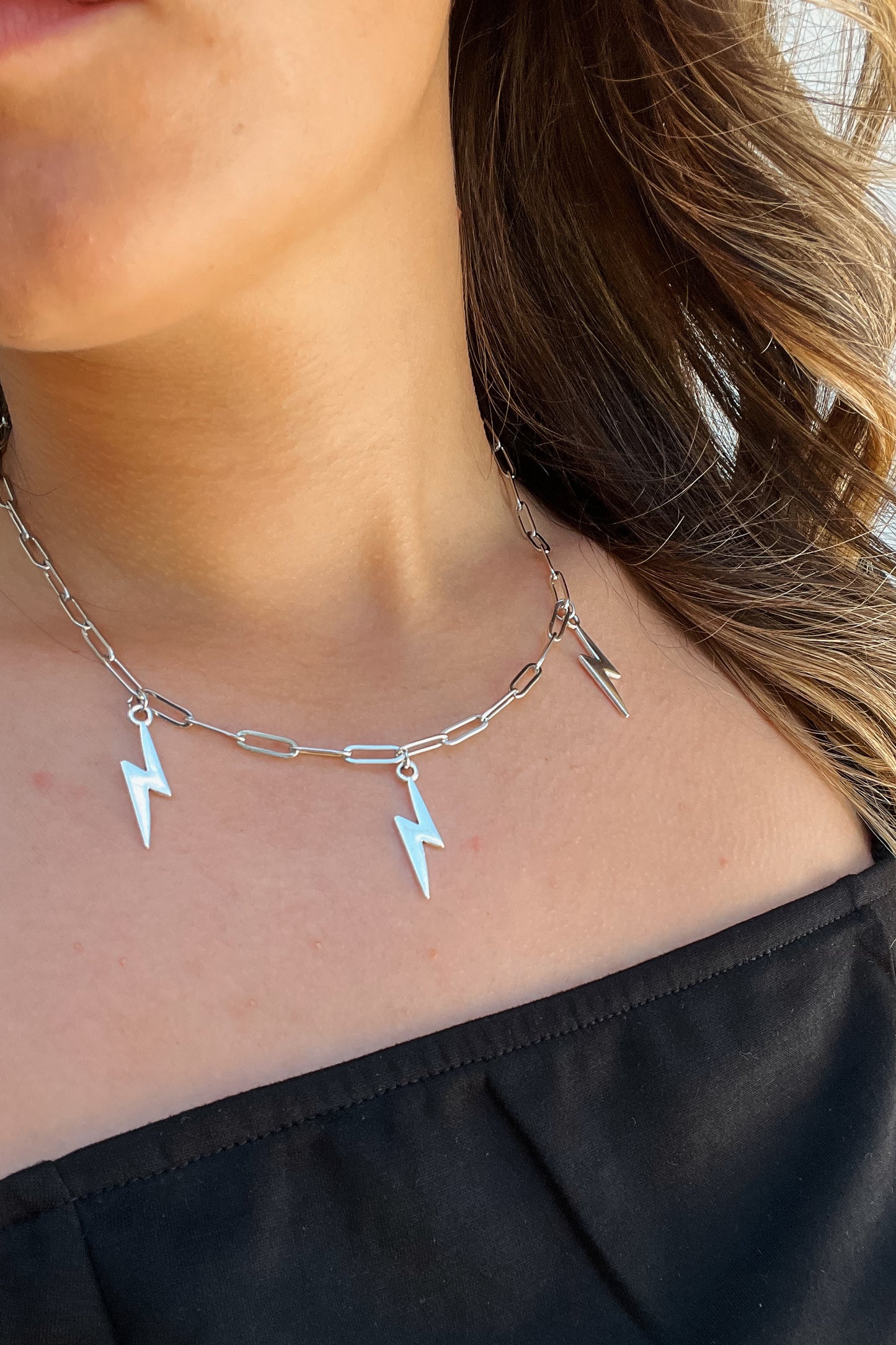 Lightening Bolt Charm Necklace
