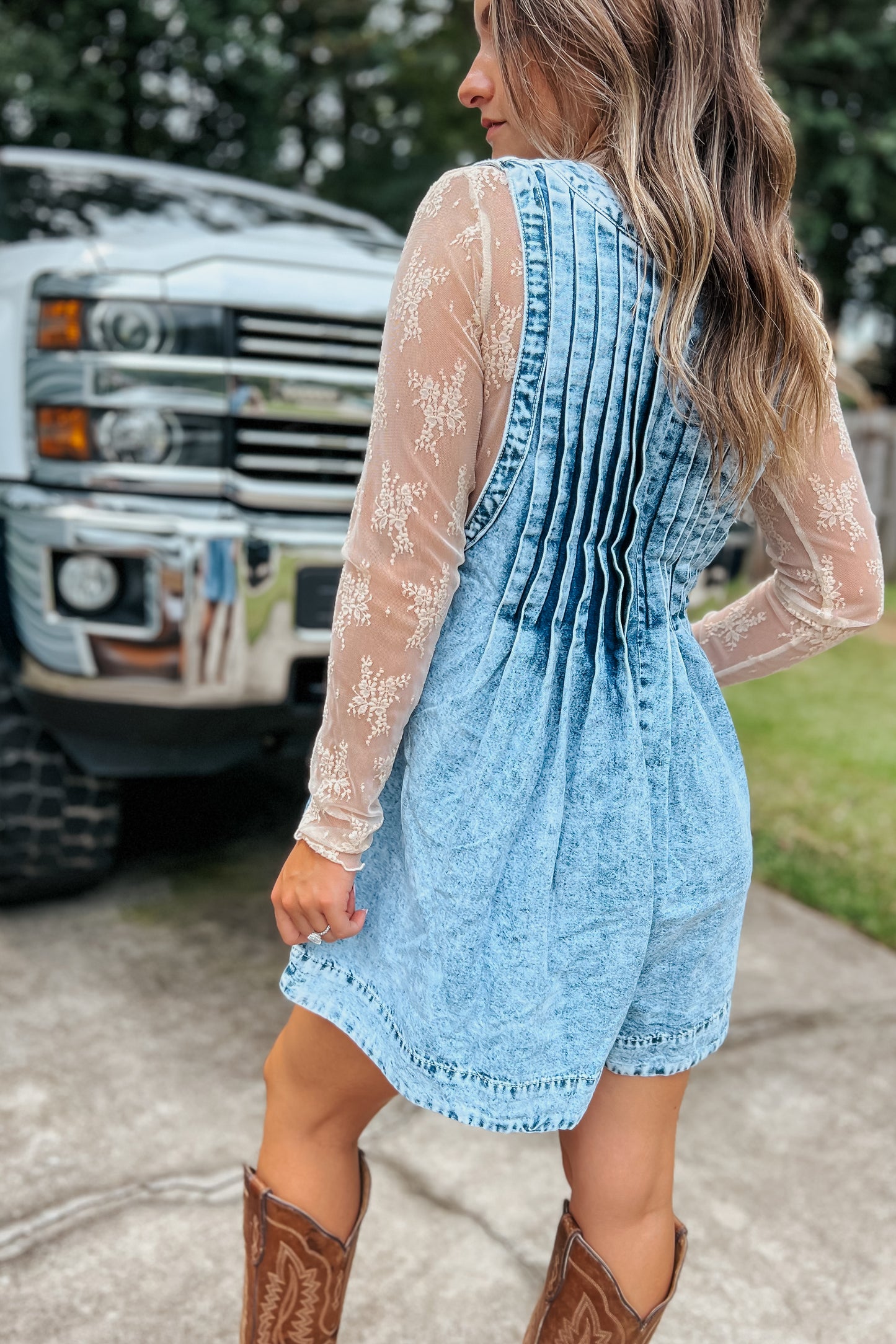 Acid Wash Denim Romper