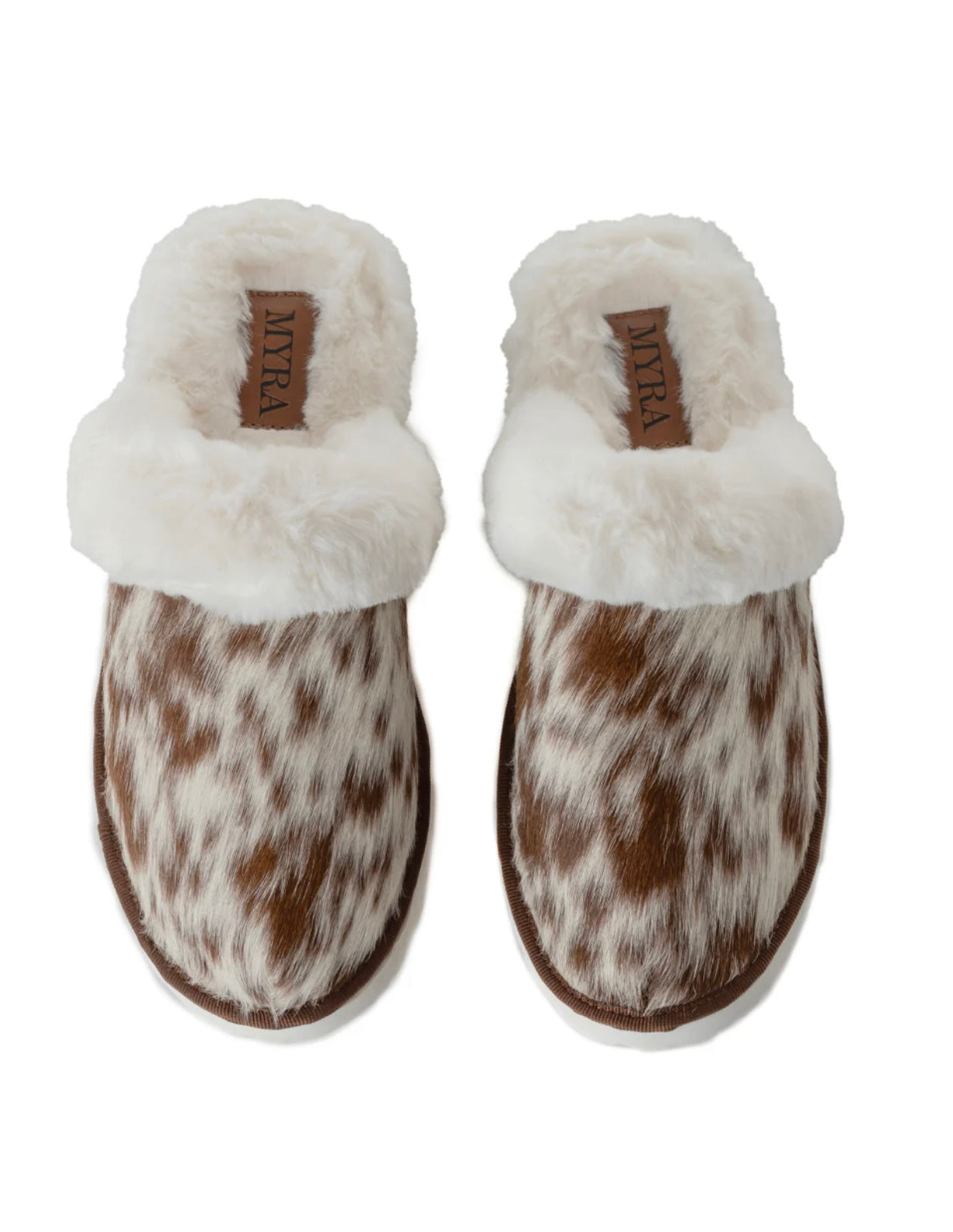 Brown Cowhide Slippers