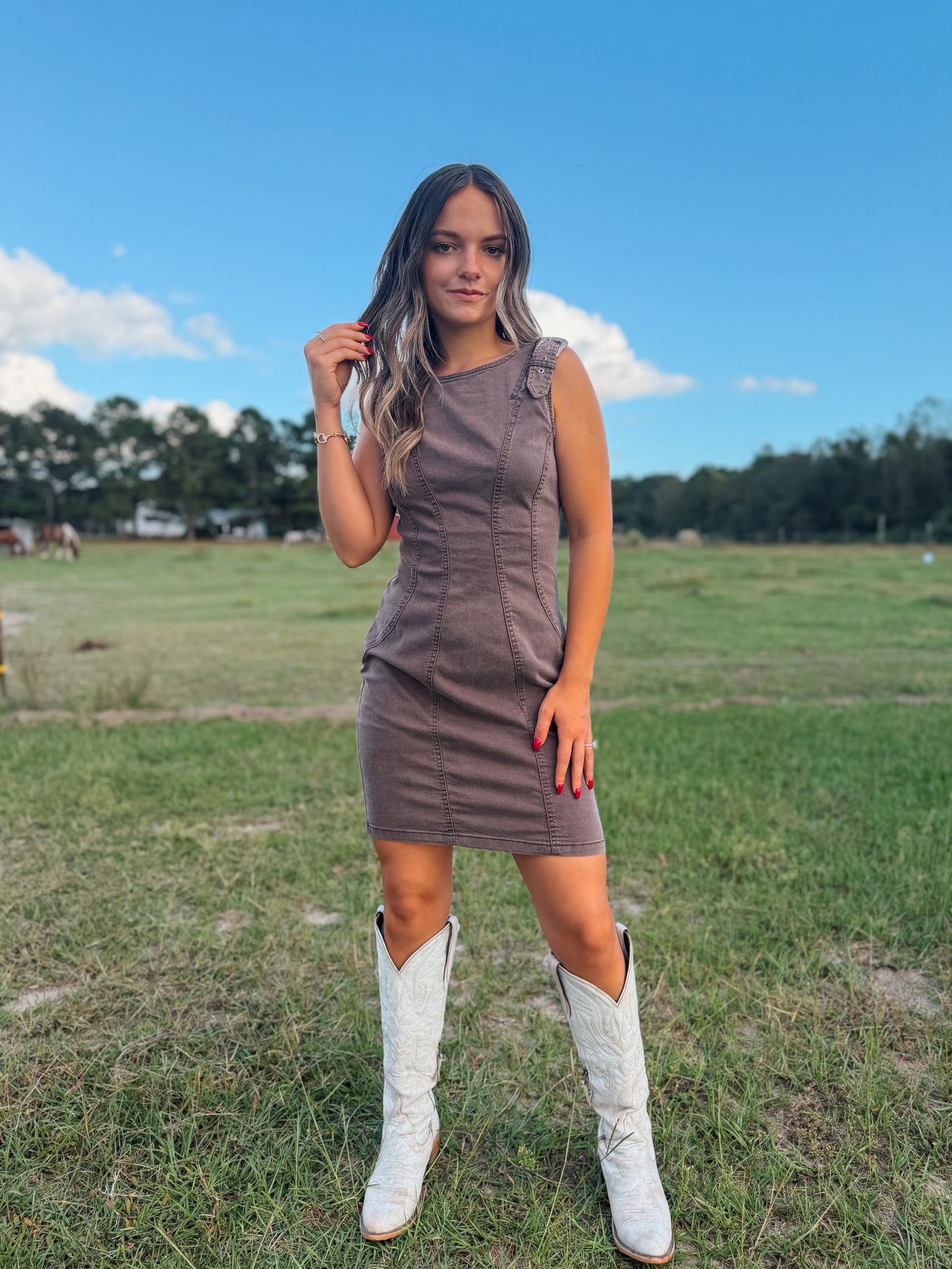 Bronco Buckle Dress | Brown