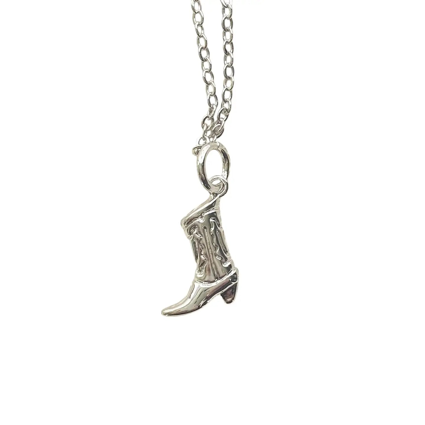 Cowboy Boot Necklace | Silver