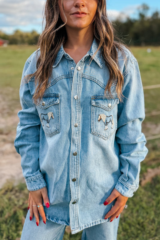 Pony Up Denim Top