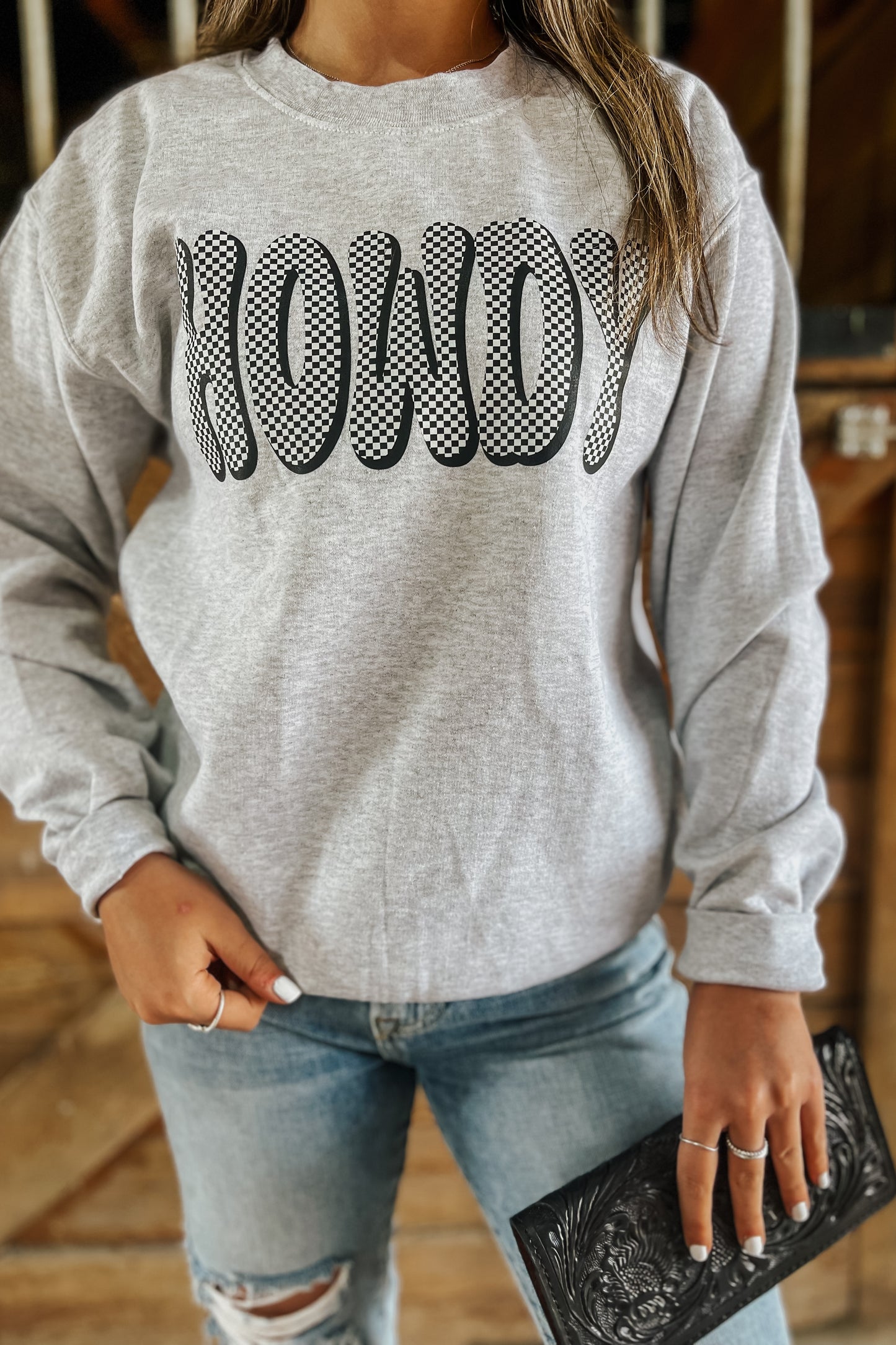 Checkered Howdy Crewneck