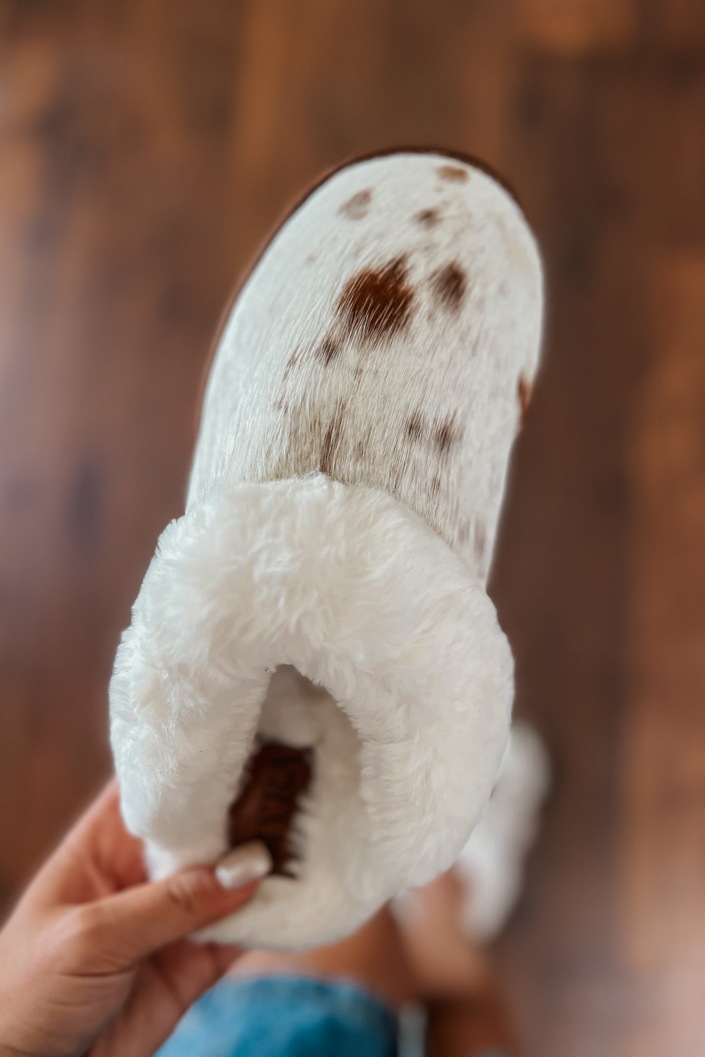 Brown Cowhide Slippers