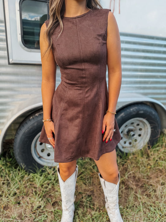 Saddle Suede Dress | Brown