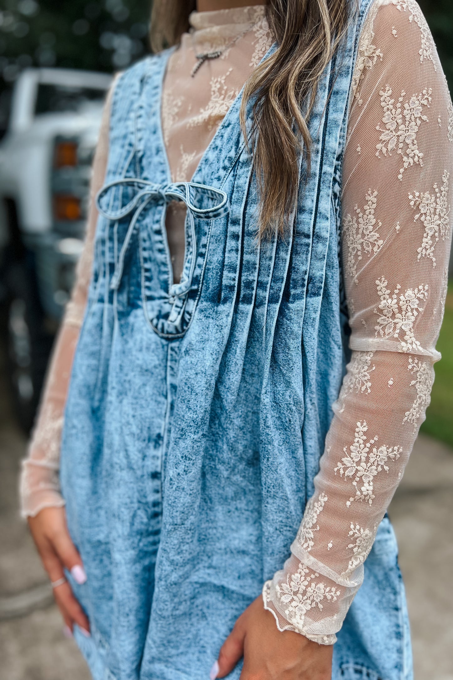 Acid Wash Denim Romper