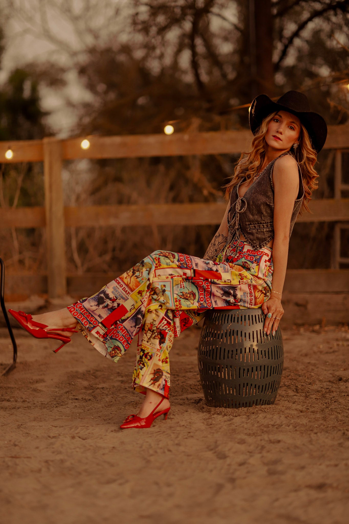 Post Print Flare Pants