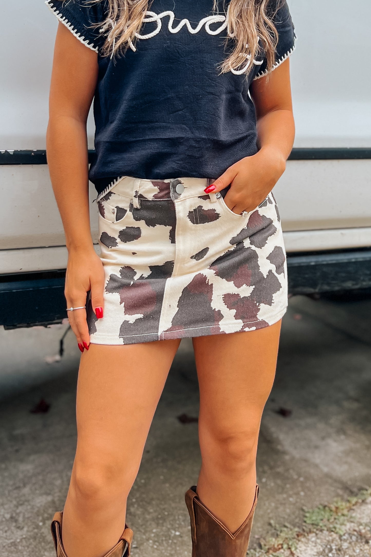 Cowprint Mini Skirt