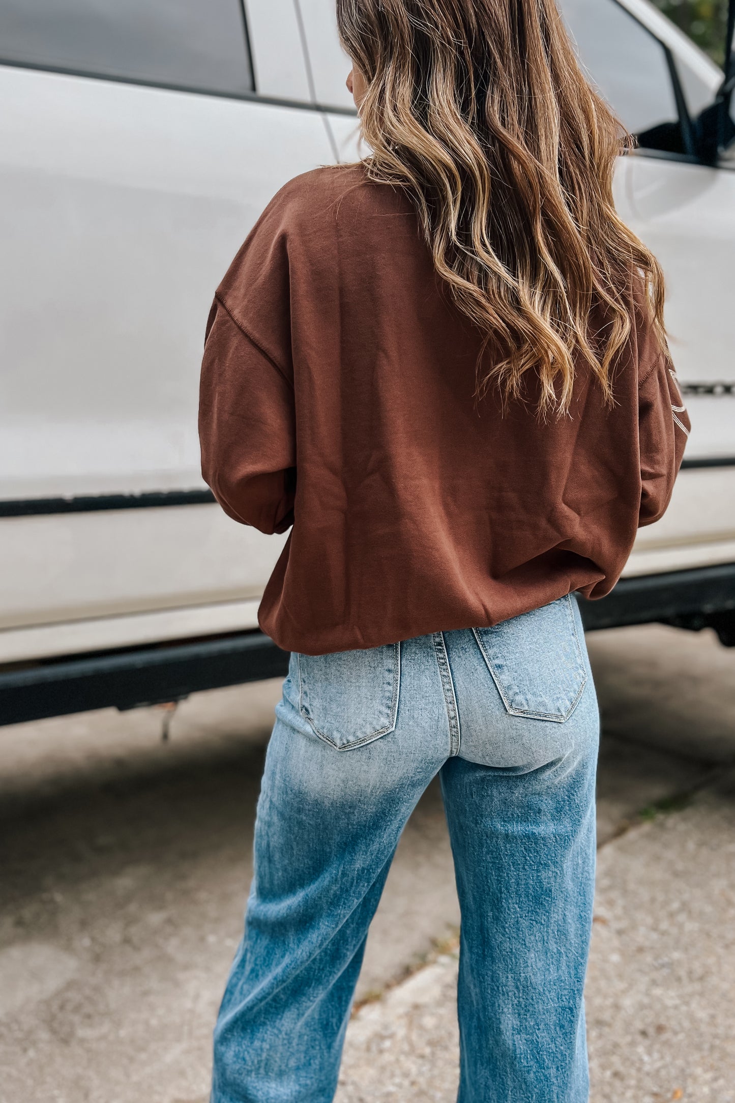 Boot Stitch Embroidered Sweatshirt | Brown