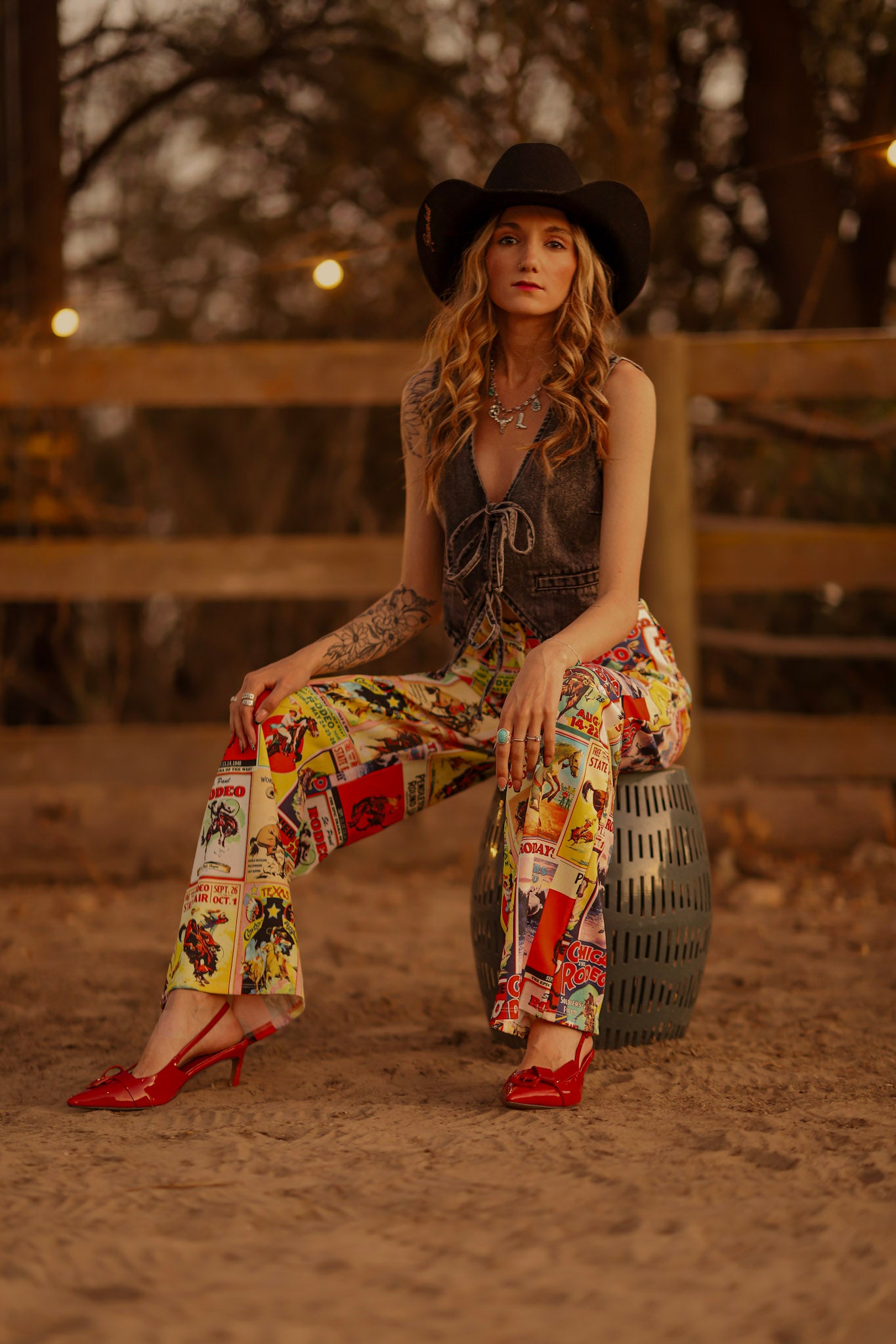 Post Print Flare Pants