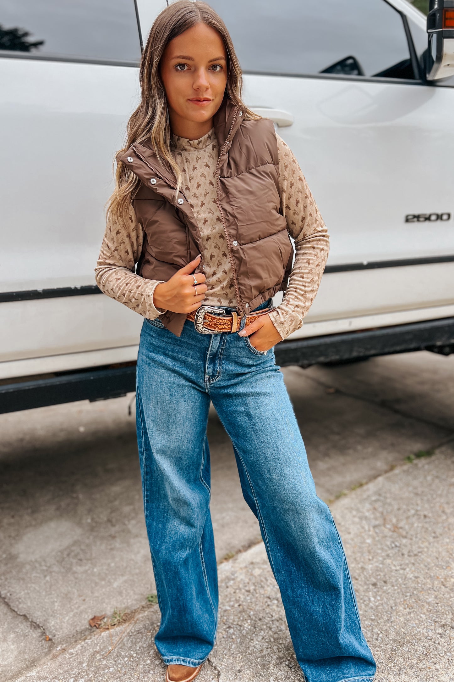 Brown Cropped Puffer