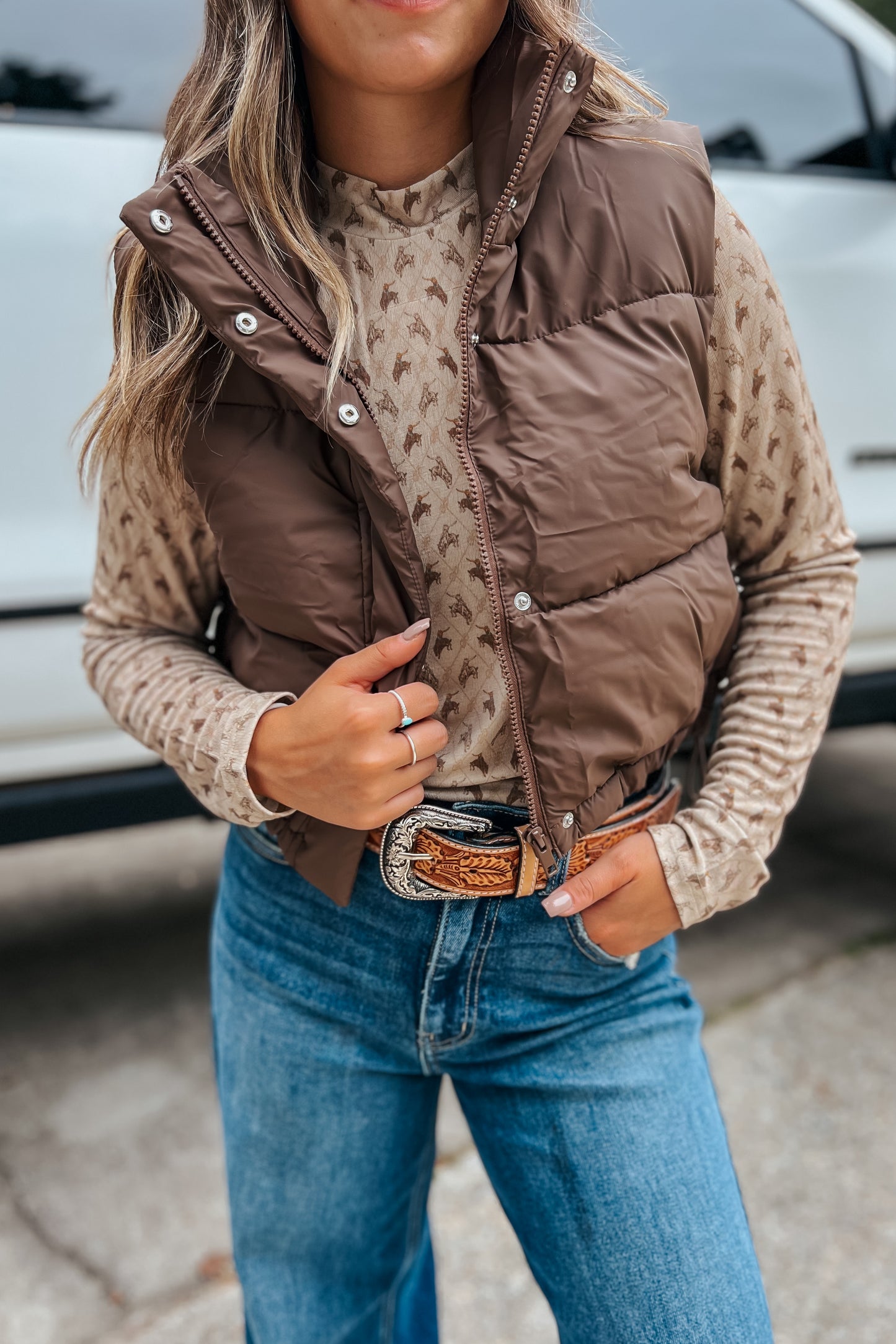 Brown Cropped Puffer