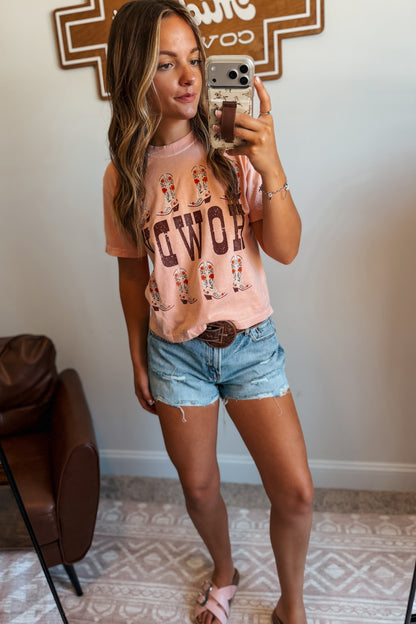 Howdy Boots Peach Tee
