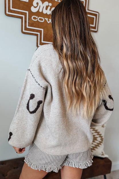 Western Horseshoe Cardigan | Grey