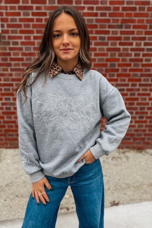 Lone Rider Horse Sweatshirt | Grey