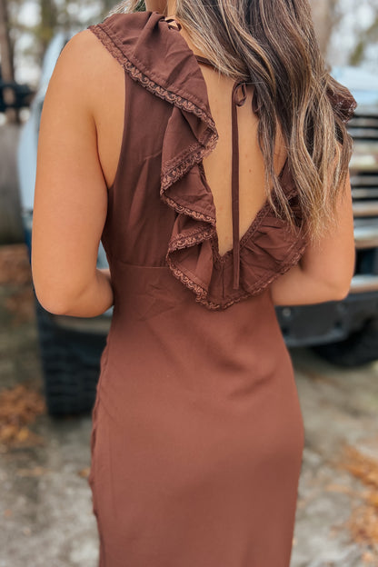Ruffle Maxi Dress | Brown