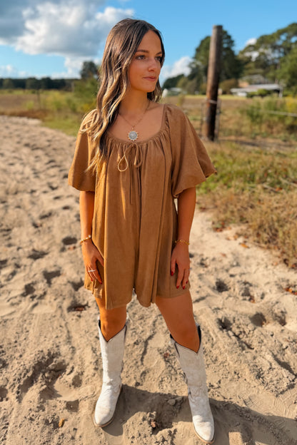 Chestnut Suede Romper