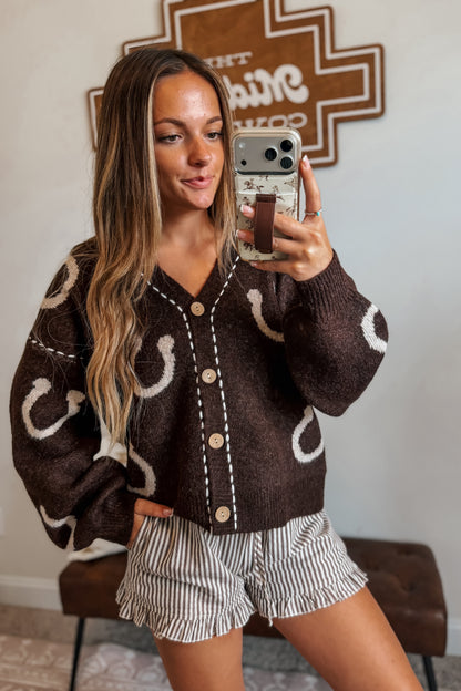 Western Horseshoe Cardigan | Brown