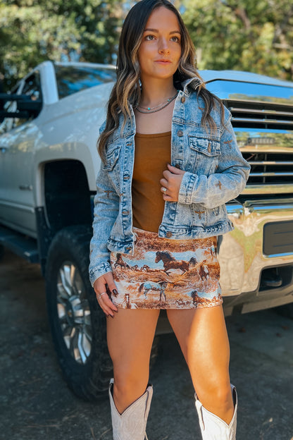 Mustang Tapestry Mini Skirt