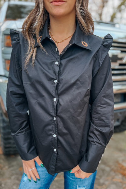 Ranch Queen Collar Top | Black