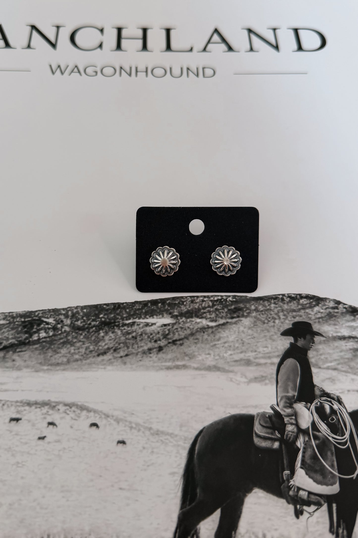 Sterling Concho Stud Earrings
