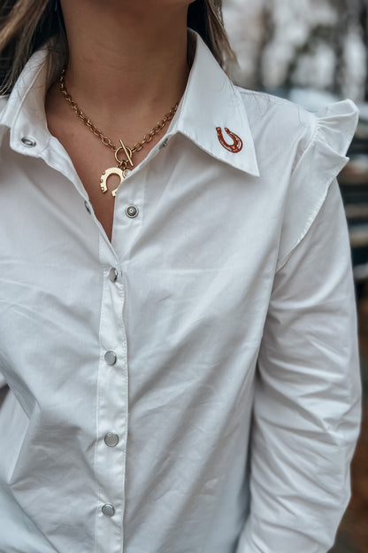 Ranch Queen Collar Top | Ivory